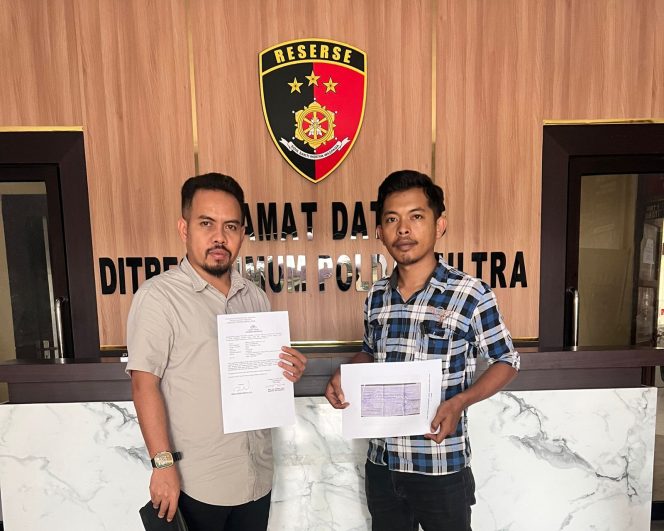 
 Ketgam: Kuasa Hukum Tri Haryati, Abdul Razak Said Ali, SH., dan Nawir, SH., saat membuat laporan di Polda Sultra